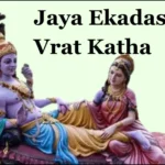 A divine depiction of Lord Vishnu resting on Sheshnag with Goddess Lakshmi, symbolizing the sacred Jaya Ekadashi Vrat Katha.