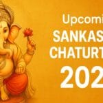 Lord Ganesha with golden aura and text Upcoming Sankashta Chaturthi 2025